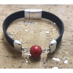 Bracelet en liège jaspe rouge